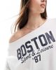 Hollister Hollister off the shoulder boston graphic sweatshirt in white - 3
