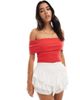 Hollister Hollister off the shoulder top in red-Green - 2