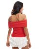 Hollister Hollister off the shoulder top in red-Green - 3
