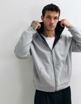 Hollister Hollister reversible zip up hoodie in black and gray