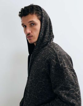 Hollister Hollister reversible zip up hoodie in black and leopard