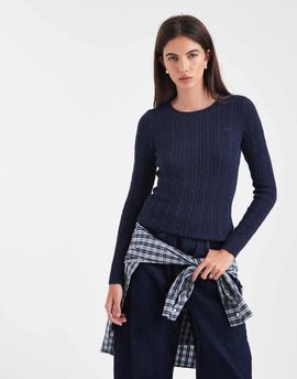 Hollister Hollister slim cable knit sweater in navy