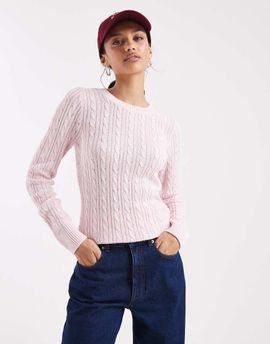 Hollister Hollister slim cable knit sweater in pink