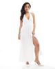 Hollister Hollister slit detail halterneck maxi dress in white - 3