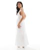 Hollister Hollister slit detail halterneck maxi dress in white - 4