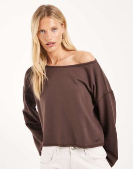 Hollister Hollister slouchy off shoulder top in washed brown