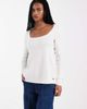 Hollister Hollister square neck babydoll cable knit sweater in white - 1