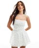 Hollister Hollister square neck drop waist chiffon mini dress in white-Yellow - 1