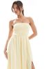 Hollister Hollister strapless drop waist paneled midi dress in lemon-Yellow - 4