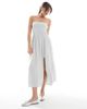 Hollister Hollister strapless drop waist paneled midi dress in sage stripe-Green - 1