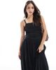 Hollister Hollister strappy back puffball maxi dress in black - 2
