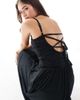 Hollister Hollister strappy back puffball maxi dress in black - 4
