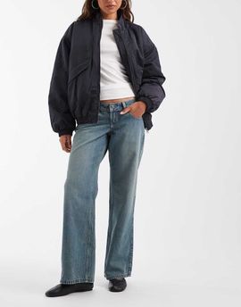 Hollister Hollister ultra low rise baggy fit jeans in dirty blue wash