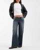 Hollister Hollister ultra low rise baggy fit jeans with adjustable detail in dark blue wash - 1