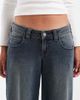 Hollister Hollister ultra low rise baggy fit jeans with adjustable detail in dark blue wash - 4