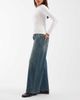 Hollister Hollister ultra low rise baggy fit jeans with embroidery detail in dark blue wash - 3