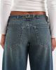 Hollister Hollister ultra low rise baggy fit jeans with embroidery detail in dark blue wash - 4
