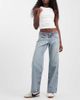 Hollister Hollister ultra low rise baggy fit jeans with polka dot waistband detail in light blue wash - 1