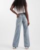 Hollister Hollister ultra low rise baggy fit jeans with polka dot waistband detail in light blue wash - 2