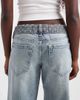 Hollister Hollister ultra low rise baggy fit jeans with polka dot waistband detail in light blue wash - 4