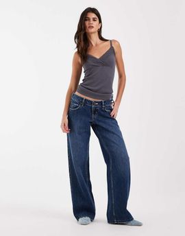 Hollister Hollister ultra low rise baggy jeans in mid blue