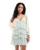 Hollister Hollister v neck spaghetti strap babydoll tiered mini dress in paisley print - 1