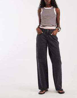 Hollister Hollister wide leg low rise jeans in washed black-Brown