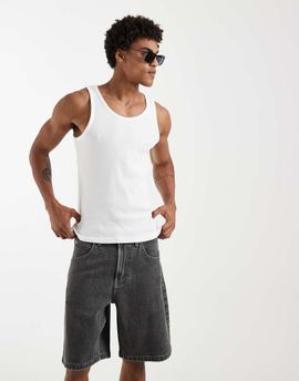 Hollister Hollister y2k baggy denim shorts with dragon graphic pocket detail in black