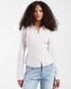 Hollister Hollister y2k long sleeve shirt with cinched waist in pink pinstripes-White - 1