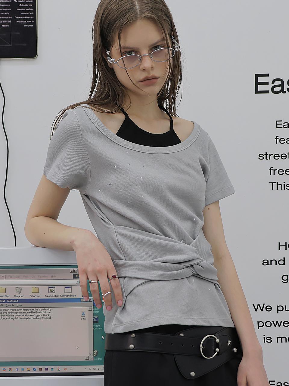 HOLY NUMBER 7 CUBIC TIE SHORT SLEEVE T-SHIRT [LIGHT GRAY]