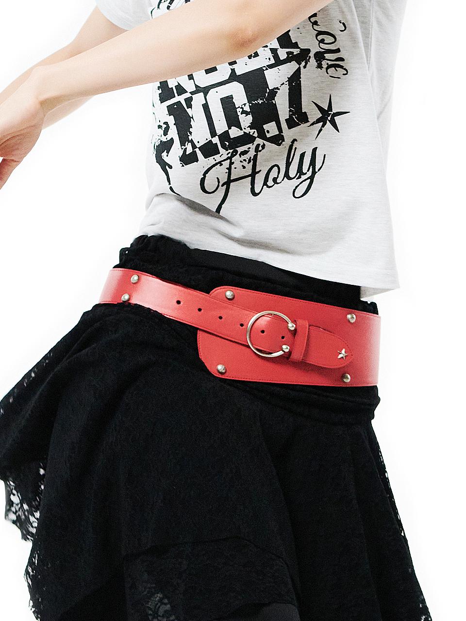 HOLY NUMBER 7 HOLY STAR EMBLEM WIDE BELT [RED]