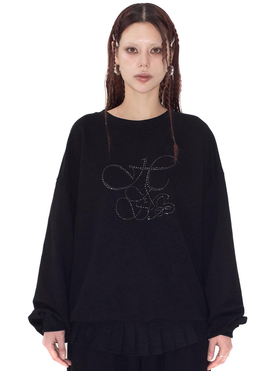 HOLY NUMBER 7 HOP MOVE CUBIC LETTERING SWEATSHIRT [BLACK]