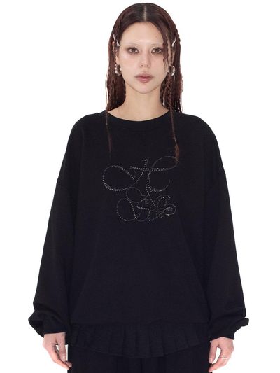 HOLY NUMBER 7 HOP MOVE CUBIC LETTERING SWEATSHIRT [BLACK]