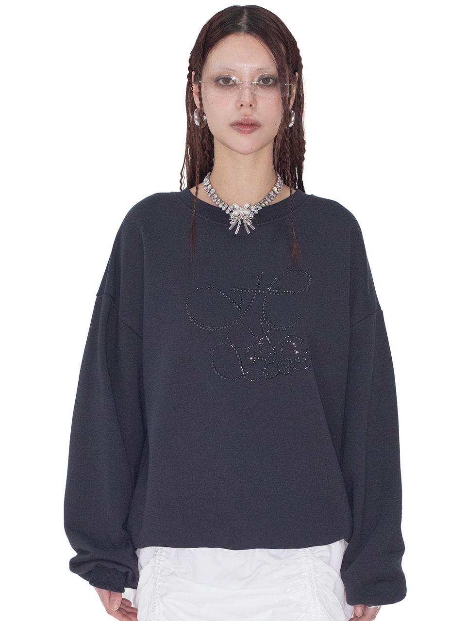 HOLY NUMBER 7 OVERFIT HIP HOP MOVE CUBIC LETTERING SWEATSHIRT [CHARCOAL]