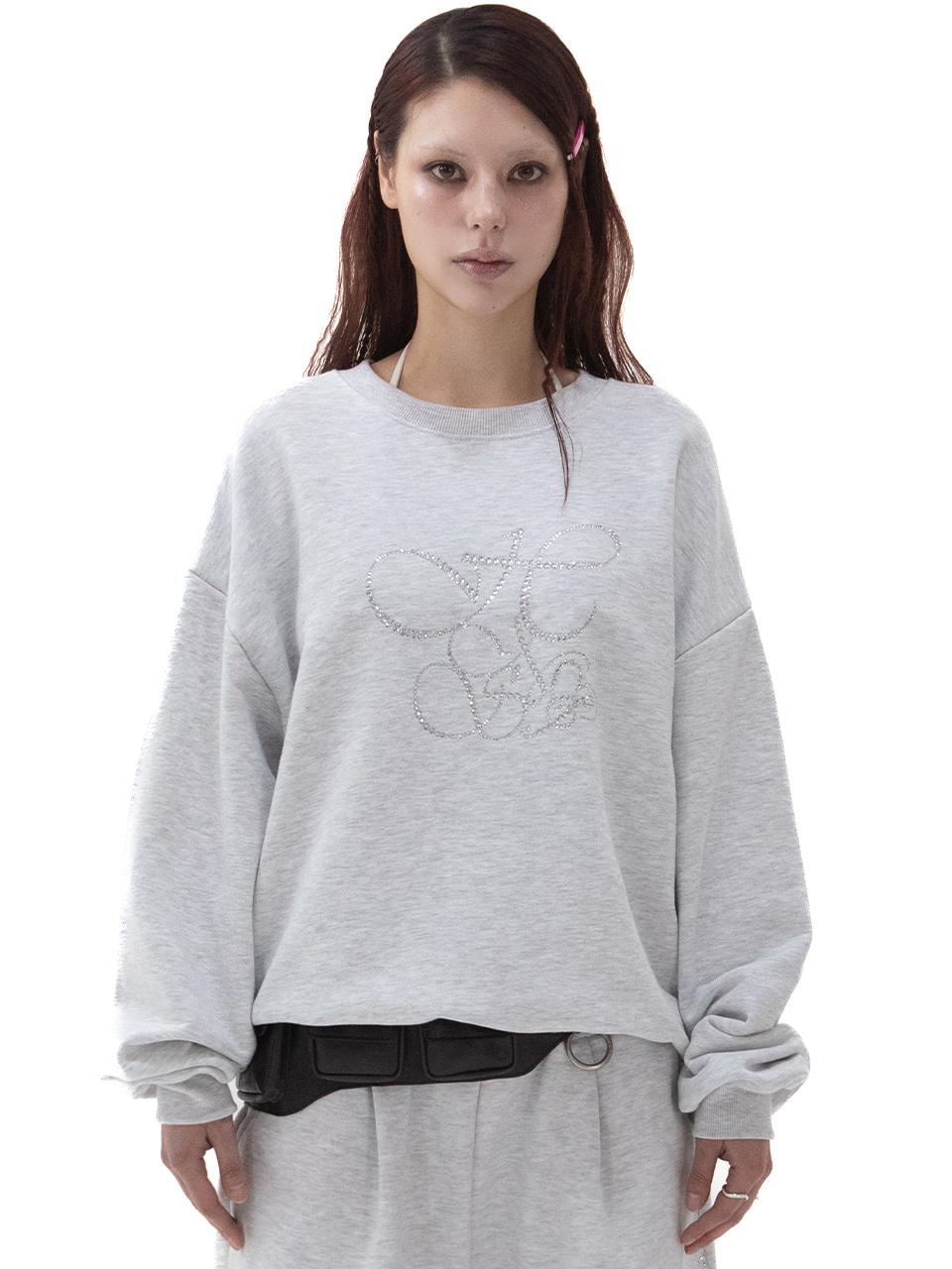 HOLY NUMBER 7 OVERFIT HIP HOP MOVE CUBIC LETTERING SWEATSHIRT [Melange Beige]