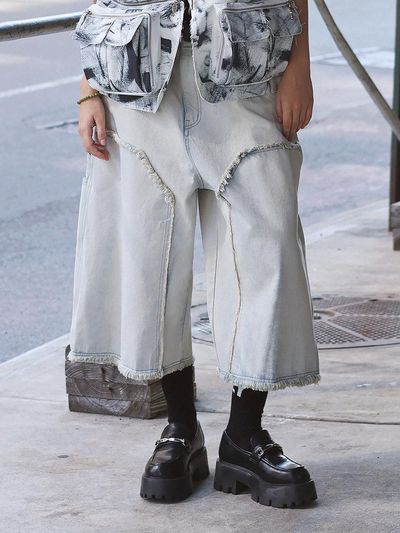 HOLY NUMBER 7 VINTAGE MEDIUM INDIGO HALF PANTS [ICE BLUE]