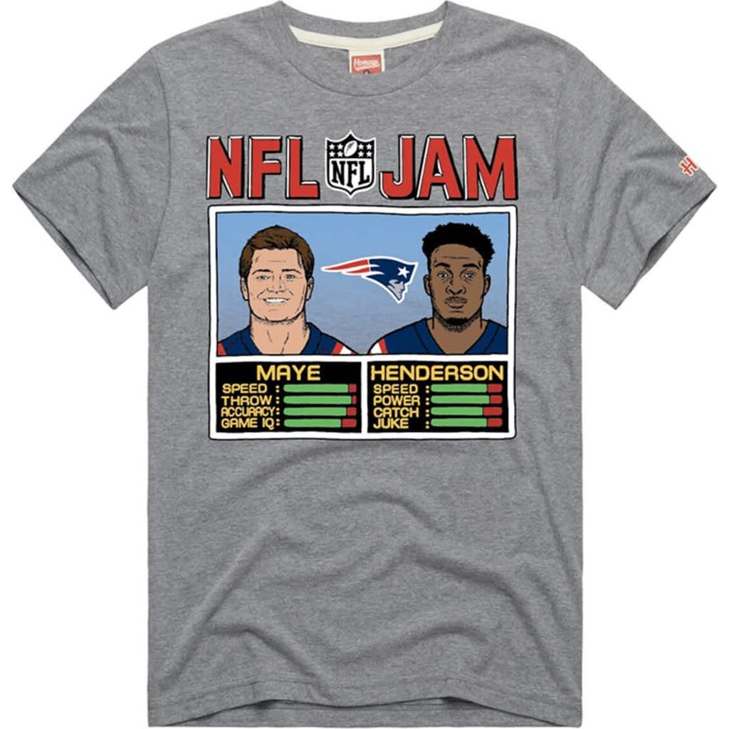 Homage Unisex Homage Drake Maye & TreVeyon Henderson Gray New England Patriots NFL Jam Tri-Blend T-Shirt 