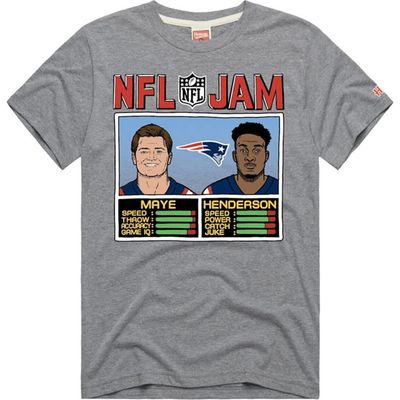 Homage Unisex Homage Drake Maye & TreVeyon Henderson Gray New England Patriots NFL Jam Tri-Blend T-Shirt 