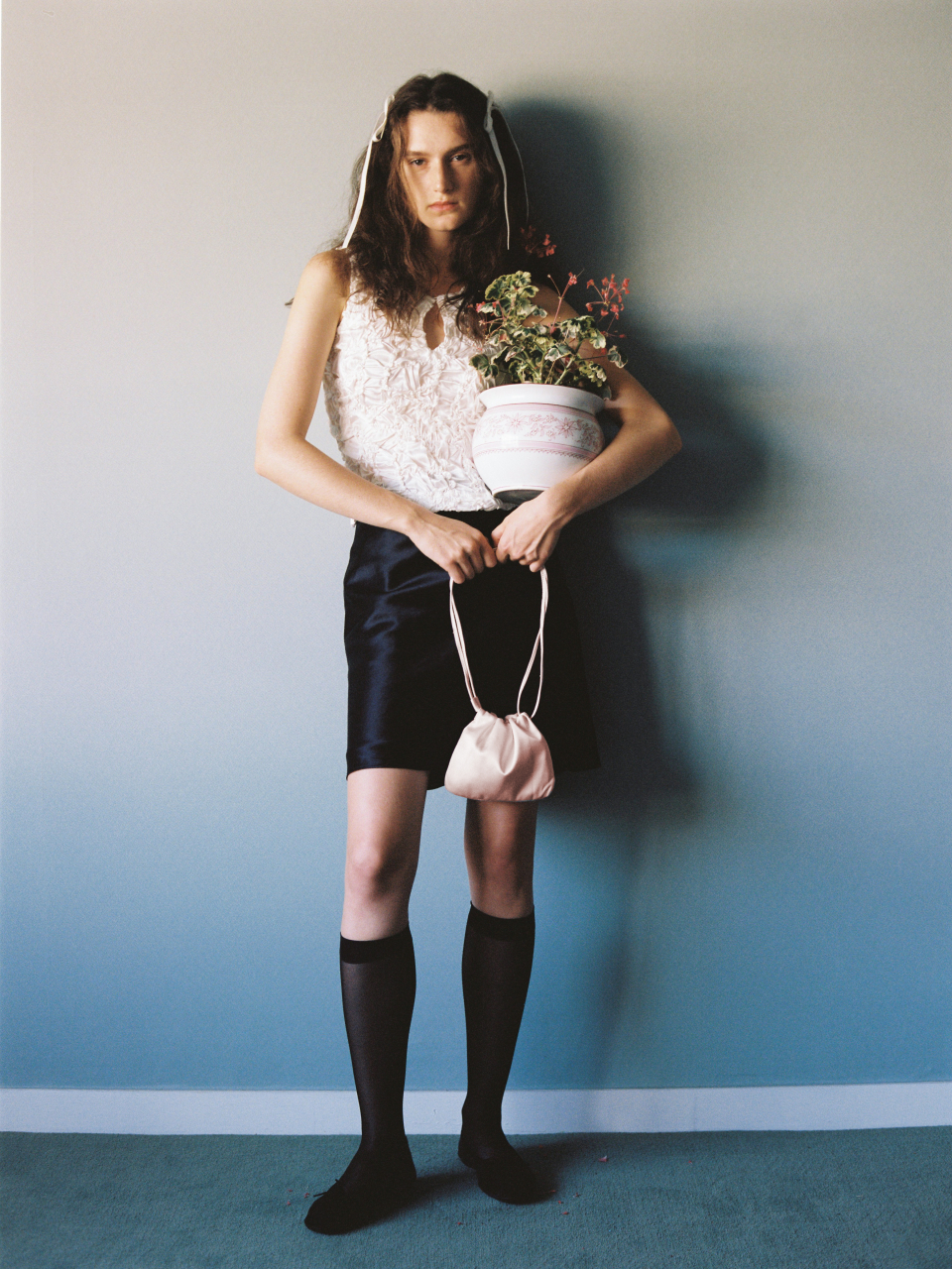 HOME OF HAI X NOTHING WRITTEN [EXCLUSIVE] Satin Midi Skirt_Black