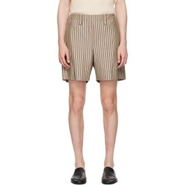 HOMME PLISSÉ ISSEY MIYAKE HOMME PLISSÉ ISSEY MIYAKE Beige & Red Stripe Jersey Shorts