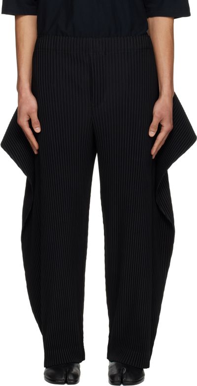 HOMME PLISSÉ ISSEY MIYAKE HOMME PLISSÉ ISSEY MIYAKE Black Cover And Fold Trousers