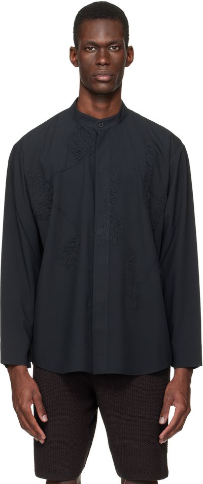 HOMME PLISSÉ ISSEY MIYAKE HOMME PLISSÉ ISSEY MIYAKE Black Embroidery Press Shirt
