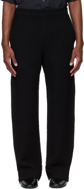 HOMME PLISSÉ ISSEY MIYAKE HOMME PLISSÉ ISSEY MIYAKE Black Rustic Knit Trousers