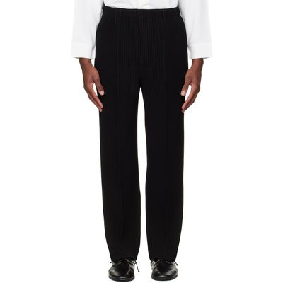 HOMME PLISSÉ ISSEY MIYAKE HOMME PLISSÉ ISSEY MIYAKE Black Tuxedo Pleats Trousers