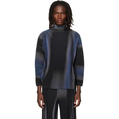 HOMME PLISSÉ ISSEY MIYAKE HOMME PLISSÉ ISSEY MIYAKE Blue & Black Blend Of Lights T-shirt