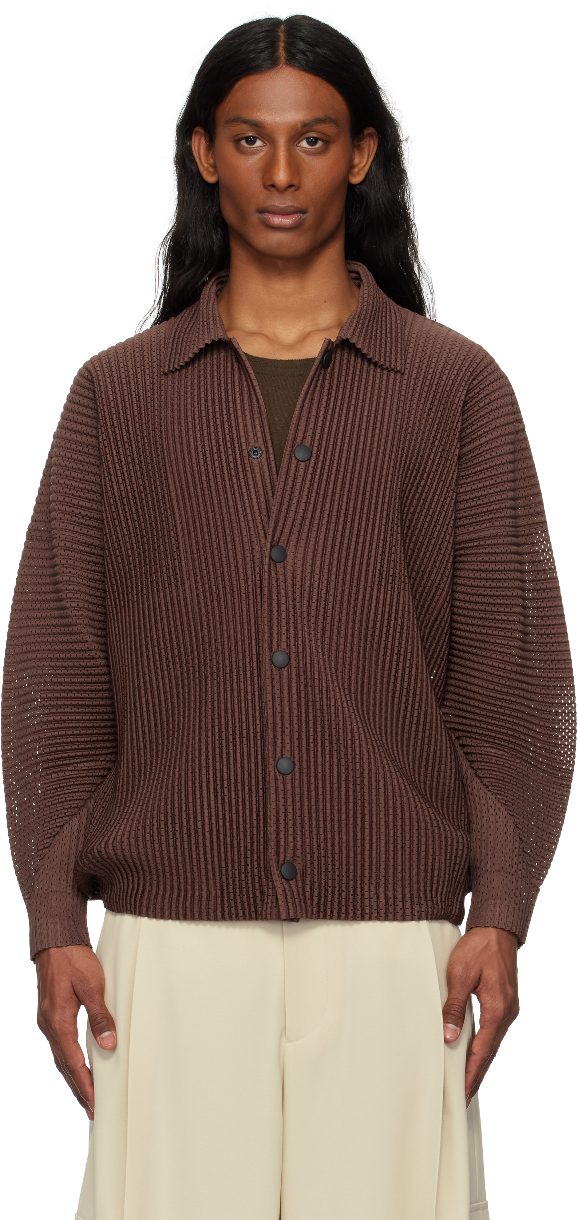 HOMME PLISSÉ ISSEY MIYAKE - Brown Outer Mesh Jacket