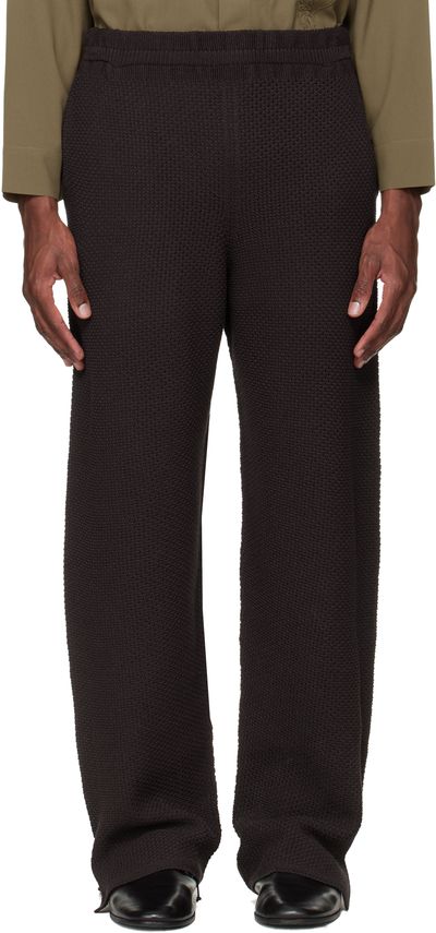 HOMME PLISSÉ ISSEY MIYAKE HOMME PLISSÉ ISSEY MIYAKE Brown Rustic Knit Trousers