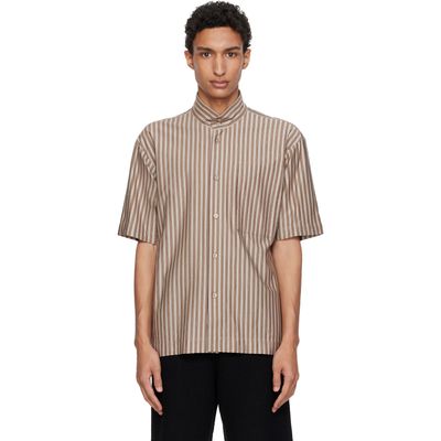 HOMME PLISSÉ ISSEY MIYAKE HOMME PLISSÉ ISSEY MIYAKE Brown Stripe Jersey Shirt