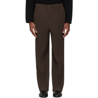 HOMME PLISSÉ ISSEY MIYAKE HOMME PLISSÉ ISSEY MIYAKE Brown Tuxedo Pleats Trousers