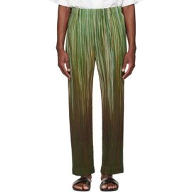 HOMME PLISSÉ ISSEY MIYAKE HOMME PLISSÉ ISSEY MIYAKE Green Paint Brush Close-Up Trousers
